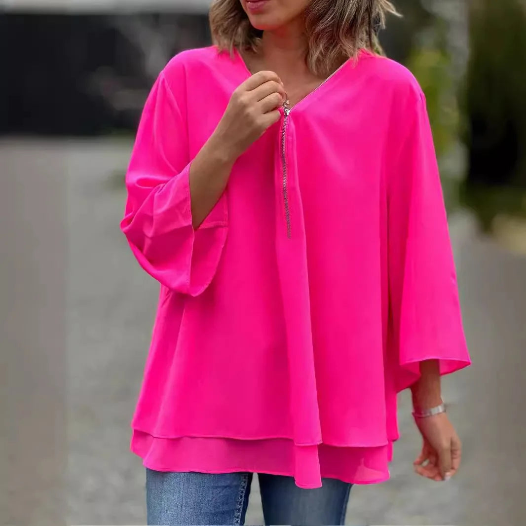 B Bliss™ | Blouse en Chiffon avec Fermeture Éclair