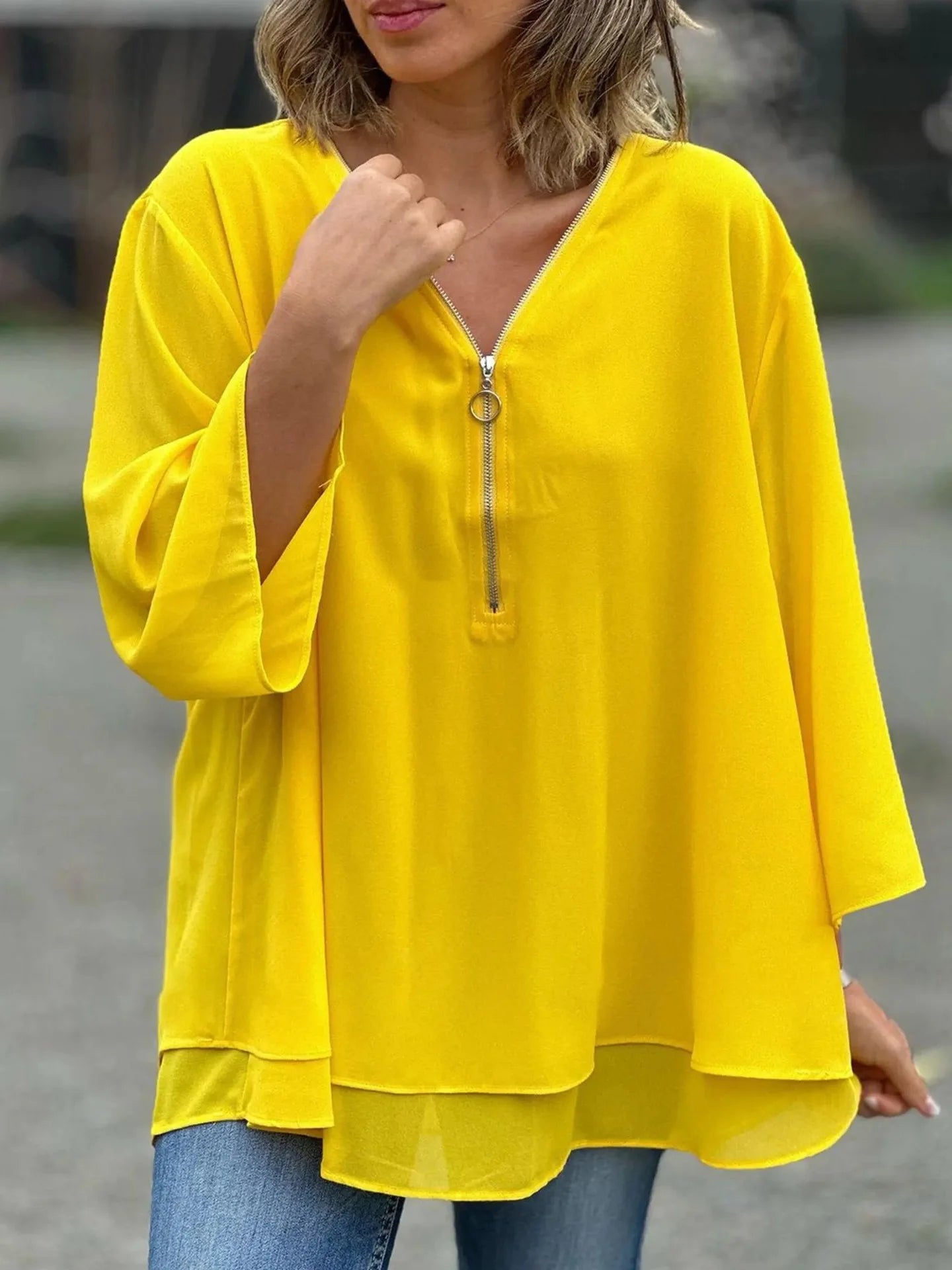 B Bliss™ | Blouse en Chiffon avec Fermeture Éclair