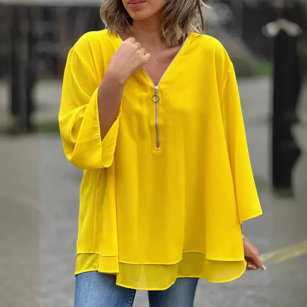 B Bliss™ | Blouse en Chiffon avec Fermeture Éclair