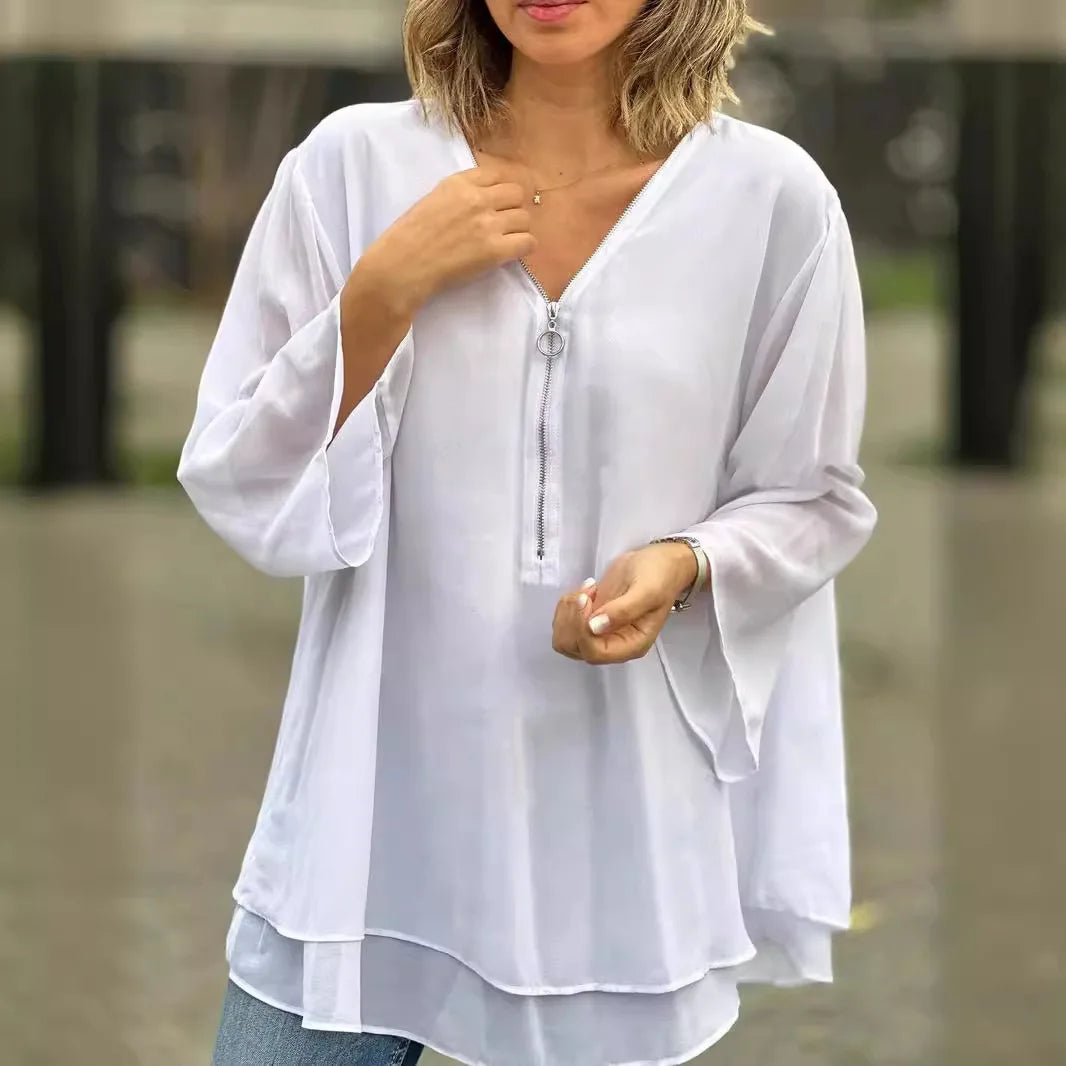 B Bliss™ | Blouse en Chiffon avec Fermeture Éclair